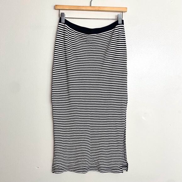 GAP WOMENS CASUAL SLIT MIDI SKIRT BLACK & WHITE STRIPED XS - Picture 3 of 9